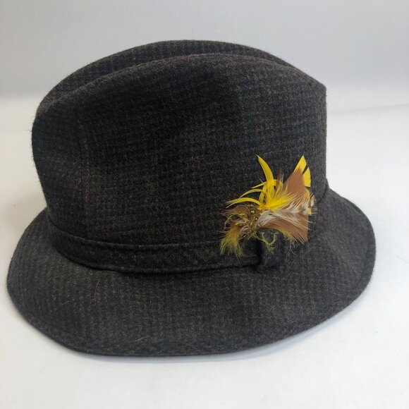 Artel Men's Wool Fedora Hat‎ Size M Feathers Made in USA - Picture 1 of 7